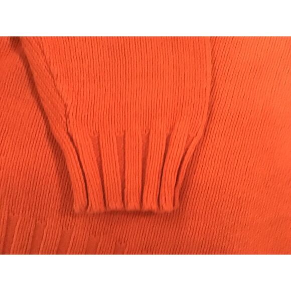 Izod Raglan Sweater Size S Long Sleeve Chunky Orange Cotton Blend Knit - Picture 3 of 7